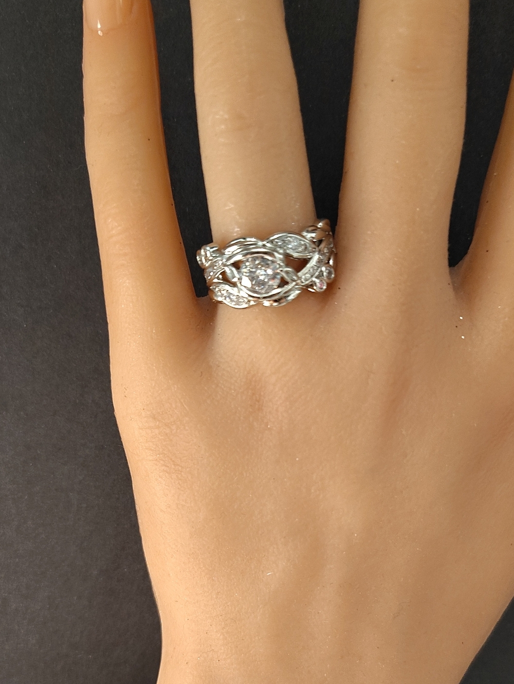 Diamond Floral Design Ring (Faux) - 3 Sizes Available! - Picture 7 of 7